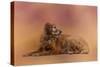 Golden Retriever in the Setting Sun-Jai Johnson-Stretched Canvas