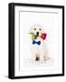 Golden Retriever Puppy & Rose-null-Framed Art Print