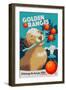 Golden Retriever - Retro Oranges Ad-Lantern Press-Framed Art Print