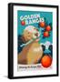 Golden Retriever - Retro Oranges Ad-Lantern Press-Framed Art Print