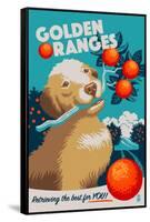 Golden Retriever - Retro Oranges Ad-Lantern Press-Framed Stretched Canvas