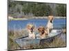 Golden Retrievers in Boat, USA-Lynn M^ Stone-Mounted Premium Photographic Print