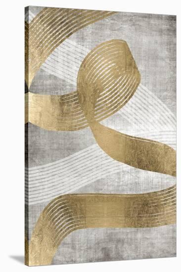 Golden Ribbon 2-Denise Brown-Stretched Canvas