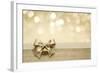 Golden Ribbon Bow with Bokeh, Christmas Decoration-Liang Zhang-Framed Art Print