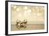 Golden Ribbon Bow with Bokeh, Christmas Decoration-Liang Zhang-Framed Art Print