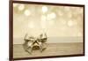 Golden Ribbon Bow with Bokeh, Christmas Decoration-Liang Zhang-Framed Art Print