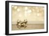 Golden Ribbon Bow with Bokeh, Christmas Decoration-Liang Zhang-Framed Art Print