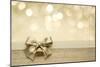 Golden Ribbon Bow with Bokeh, Christmas Decoration-Liang Zhang-Mounted Art Print