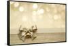 Golden Ribbon Bow with Bokeh, Christmas Decoration-Liang Zhang-Framed Stretched Canvas