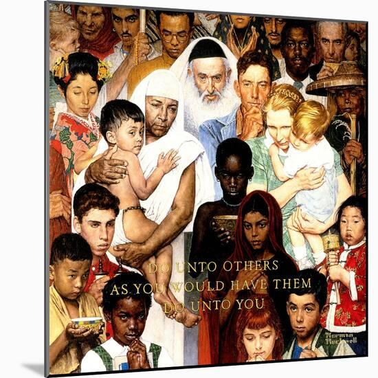 "Golden Rule" (Do unto others), April 1,1961-Norman Rockwell-Mounted Giclee Print