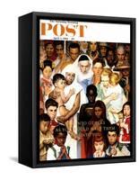 "Golden Rule" (Do unto others) Saturday Evening Post Cover, April 1,1961-Norman Rockwell-Framed Stretched Canvas