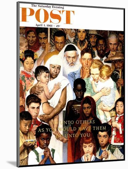 "Golden Rule" (Do unto others) Saturday Evening Post Cover, April 1,1961-Norman Rockwell-Mounted Giclee Print