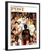 "Golden Rule" (Do unto others) Saturday Evening Post Cover, April 1,1961-Norman Rockwell-Framed Giclee Print