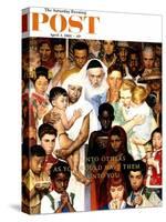 "Golden Rule" (Do unto others) Saturday Evening Post Cover, April 1,1961-Norman Rockwell-Stretched Canvas