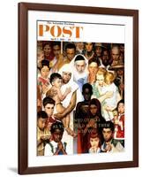 "Golden Rule" (Do unto others) Saturday Evening Post Cover, April 1,1961-Norman Rockwell-Framed Giclee Print