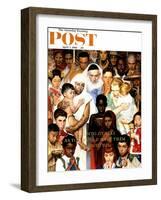 "Golden Rule" (Do unto others) Saturday Evening Post Cover, April 1,1961-Norman Rockwell-Framed Premium Giclee Print