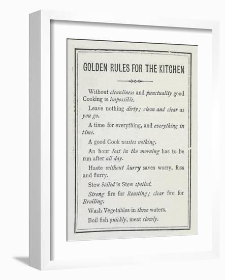 Golden Rules For the Kitchen-Isabella Beeton-Framed Giclee Print