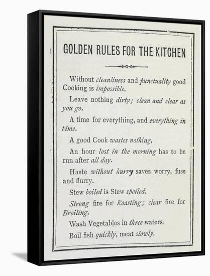 Golden Rules For the Kitchen-Isabella Beeton-Framed Stretched Canvas