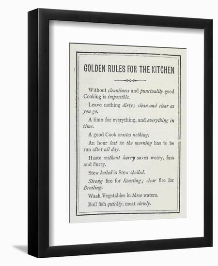 Golden Rules For the Kitchen-Isabella Beeton-Framed Giclee Print