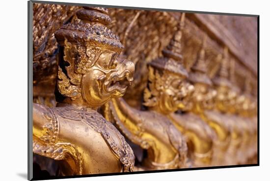 Golden sculptures of Garuda and Naga, Wat Phra Kaew (Temple of the Emerald Buddha), Bangkok-Godong-Mounted Photographic Print