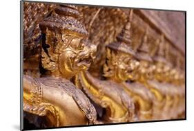 Golden sculptures of Garuda and Naga, Wat Phra Kaew (Temple of the Emerald Buddha), Bangkok-Godong-Mounted Photographic Print