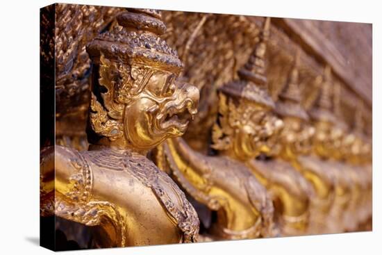 Golden sculptures of Garuda and Naga, Wat Phra Kaew (Temple of the Emerald Buddha), Bangkok-Godong-Stretched Canvas