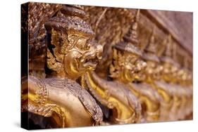 Golden sculptures of Garuda and Naga, Wat Phra Kaew (Temple of the Emerald Buddha), Bangkok-Godong-Stretched Canvas