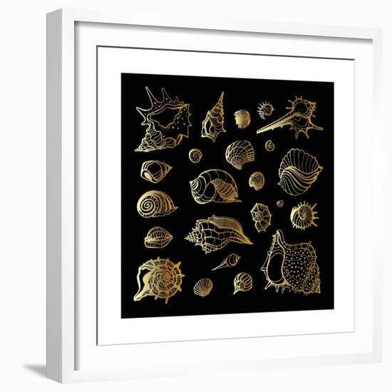 Golden Sea Shell. Collection of Seashells-Katya Ulitina-Framed Premium Giclee Print