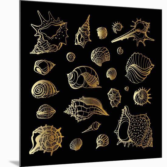 Golden Sea Shell. Collection of Seashells-Katya Ulitina-Mounted Art Print