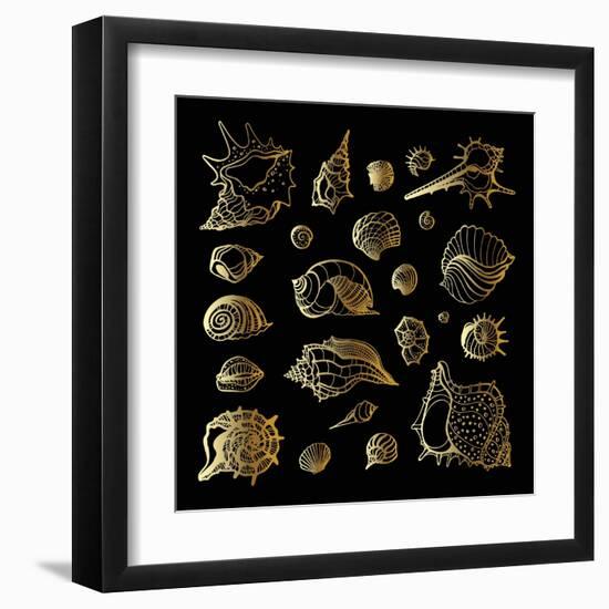 Golden Sea Shell. Collection of Seashells-Katya Ulitina-Framed Art Print