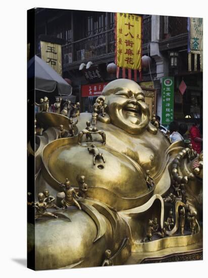 Golden Statue of a Reclining Laughing Buddha, Hangzhou, Zhejiang Province, China-Kober Christian-Stretched Canvas