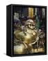 Golden Statue of a Reclining Laughing Buddha, Hangzhou, Zhejiang Province, China-Kober Christian-Framed Stretched Canvas