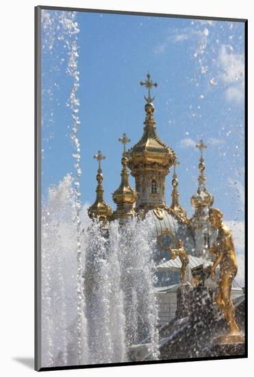 Golden Statues and Fountains of the Grand Cascade at Peterhof Palace, St. Petersburg, Russia-Martin Child-Mounted Photographic Print