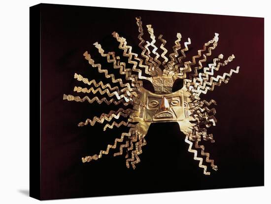 Golden Sun Mask from La Tolita Island, Ecuador, La Tolita Culture, Pre-Columbian Civilization-null-Stretched Canvas