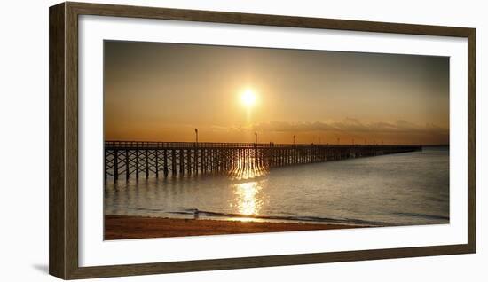 Golden Sunlight over a Wooden Pier, Keansburg, New Jersey-George Oze-Framed Photographic Print