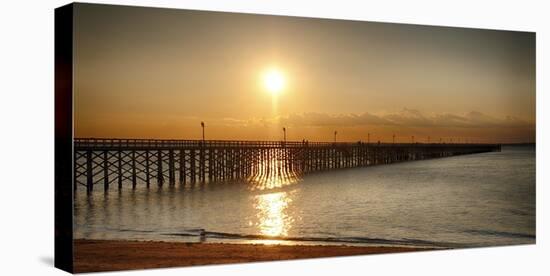 Golden Sunlight over a Wooden Pier, Keansburg, New Jersey-George Oze-Stretched Canvas