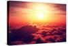 Golden Sunrise above Puffy Clouds (Digital Artwork)-Johan Swanepoel-Stretched Canvas