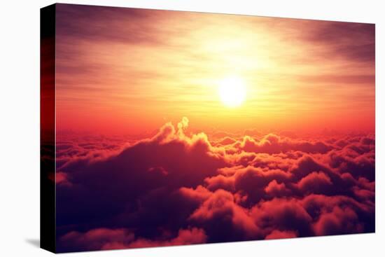 Golden Sunrise above Puffy Clouds (Digital Artwork)-Johan Swanepoel-Stretched Canvas