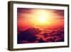 Golden Sunrise above Puffy Clouds (Digital Artwork)-Johan Swanepoel-Framed Art Print