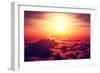 Golden Sunrise above Puffy Clouds (Digital Artwork)-Johan Swanepoel-Framed Art Print