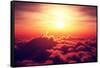 Golden Sunrise above Puffy Clouds (Digital Artwork)-Johan Swanepoel-Framed Stretched Canvas