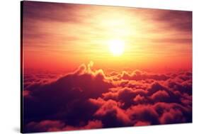 Golden Sunrise above Puffy Clouds (Digital Artwork)-Johan Swanepoel-Stretched Canvas