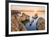 Golden sunrise on the  red cliffs of Ponta da Piedade Lagos Algarve Portugal Europe-ClickAlps-Framed Premium Photographic Print