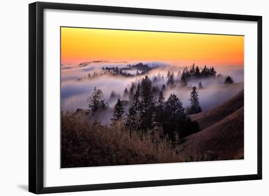 Golden Sunset and Fog Flow Marin Mount Tamalpais San Francisco-Vincent James-Framed Photographic Print