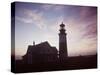 Golden Sunset at Nantucket, Mass. with Sankaty Head Lighthouse Silhouetted Against Sky-Andreas Feininger-Stretched Canvas