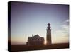 Golden Sunset at Nantucket, Mass. with Sankaty Head Lighthouse Silhouetted Against Sky-Andreas Feininger-Stretched Canvas