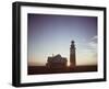 Golden Sunset at Nantucket, Mass. with Sankaty Head Lighthouse Silhouetted Against Sky-Andreas Feininger-Framed Photographic Print