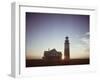 Golden Sunset at Nantucket, Mass. with Sankaty Head Lighthouse Silhouetted Against Sky-Andreas Feininger-Framed Photographic Print