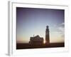 Golden Sunset at Nantucket, Mass. with Sankaty Head Lighthouse Silhouetted Against Sky-Andreas Feininger-Framed Photographic Print