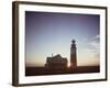 Golden Sunset at Nantucket, Mass. with Sankaty Head Lighthouse Silhouetted Against Sky-Andreas Feininger-Framed Photographic Print